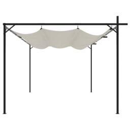 Berkfield Home Pergola with Retractable Roof Cream 395x292x230 cm in Beige - Size: 395 x 292 x 230 cm - thumbnail 4