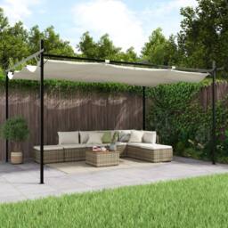 Berkfield Home Pergola with Retractable Roof Cream 395x292x230 cm in Beige - Size: 395 x 292 x 230 cm - thumbnail 2