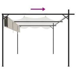 Berkfield Home Pergola with Retractable Roof Cream 395x292x230 cm in Beige - Size: 395 x 292 x 230 cm - thumbnail 6