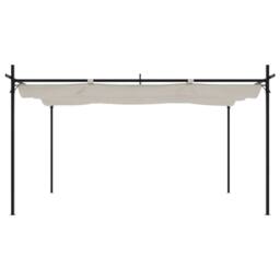 Berkfield Home Pergola with Retractable Roof Cream 395x292x230 cm in Beige - Size: 395 x 292 x 230 cm - thumbnail 3