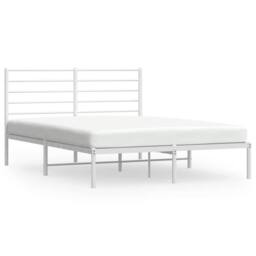 Berkfield Home Metal Bed Frame with Headboard White 135x190 cm Double - thumbnail 3