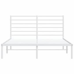 Berkfield Home Metal Bed Frame with Headboard White 135x190 cm Double - thumbnail 6
