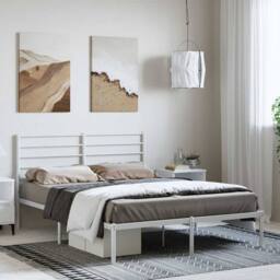 Berkfield Home Metal Bed Frame with Headboard White 135x190 cm Double - thumbnail 2