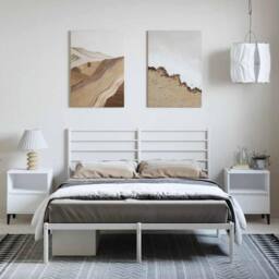 Berkfield Home Metal Bed Frame with Headboard White 135x190 cm Double - thumbnail 1