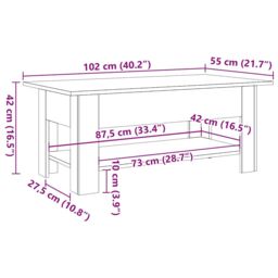 Berkfield Home Coffee Table Old Wood 102x55x42 cm Engineered Wood in Brown - Size: 102 x 55 x 42 cm - thumbnail 9