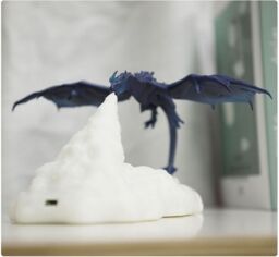 Obasyhig Style 1 3D Printed Fire - Breathing Dragon Night Light in Blue - thumbnail 2