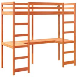 Berkfield Home Loft Bed Frame without Mattress Wax Brown 75x190 cm Small Single Solid Wood Pine - thumbnail 3