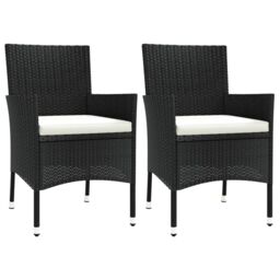 Berkfield Home Garden Chairs with Cushions 2 pcs Black Poly Rattan - thumbnail 2