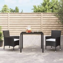 Berkfield Home Garden Chairs with Cushions 2 pcs Black Poly Rattan - thumbnail 1