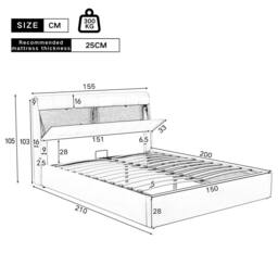 Merax 5ft King PU Upholstered Ottoman Storage Bed with Headboard Storage in White - thumbnail 3
