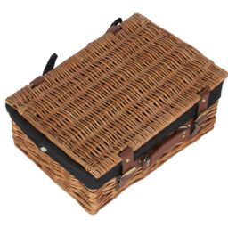 Red Hamper Wicker 35cm Light Steamed Picnic Basket with Cotton Lining in Black - thumbnail 3