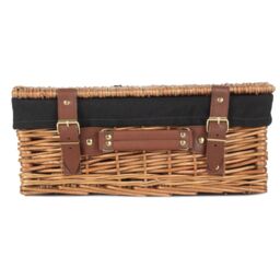 Red Hamper Wicker 35cm Light Steamed Picnic Basket with Cotton Lining in Black - thumbnail 4