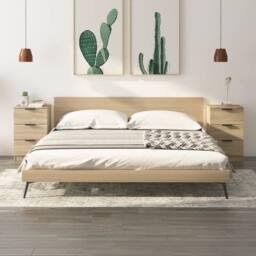 Berkfield Home Modern Bedside Cabinets 2 pcs Sonoma Oak 40x36x65 cm in Light Tan - Size: 40 x 36 x 65 cm - thumbnail 2