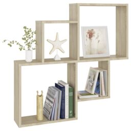 Berkfield Home Wall Cube Shelf Sonoma Oak 80x15x78.5 cm Engineered Wood in Brown - thumbnail 5