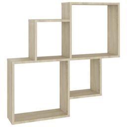 Berkfield Home Wall Cube Shelf Sonoma Oak 80x15x78.5 cm Engineered Wood in Brown - thumbnail 2