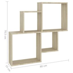 Berkfield Home Wall Cube Shelf Sonoma Oak 80x15x78.5 cm Engineered Wood in Brown - thumbnail 6
