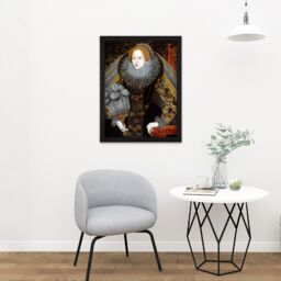 "Artery8 Wall Art Print Queen Elizabeth I England Portrait Painting Royal Historic Large Framed Wall Décor Art in White - Size: W18"" x H24""" - thumbnail 2