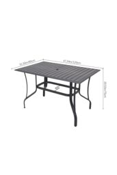 Garden Sanctuary Garden Metal Slatted Dining Coffee Table with 4 Foldable Chairs in Black - Size: Large - thumbnail 5