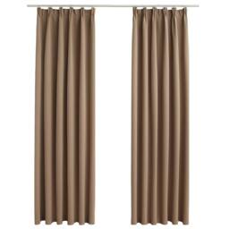 Berkfield Home Elegant Blackout Curtains with Hooks 2 pcs Taupe 140x225 cm - thumbnail 3