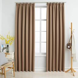 Berkfield Home Elegant Blackout Curtains with Hooks 2 pcs Taupe 140x225 cm - thumbnail 2