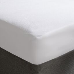 OHS Waterproof Mattress Protector Terry Fleece Topper Elasticated Soft Fitted Sheet in White - Size: Double Fitted - thumbnail 1