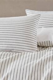 The Linen Consultancy Lazy Linens Slouchie Stripe Duvet Cover Set in Off-White - Size: Single - thumbnail 3
