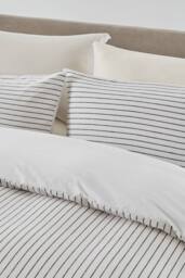 The Linen Consultancy Lazy Linens Slouchie Stripe Duvet Cover Set in Off-White - Size: Single - thumbnail 2