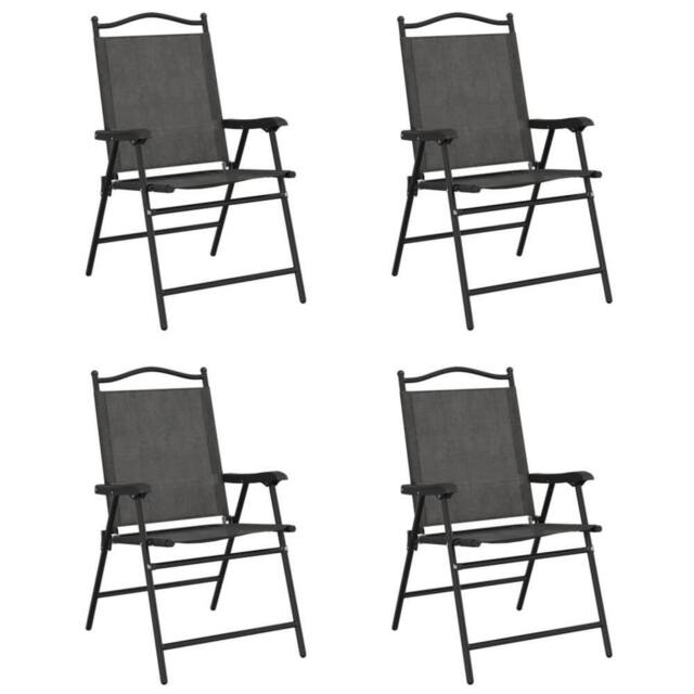 Berkfield Home Folding Garden Chairs 4 pcs Melange Grey Steel & Textilene - image 1