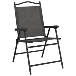 Berkfield Home Folding Garden Chairs 4 pcs Melange Grey Steel & Textilene - thumbnail 4