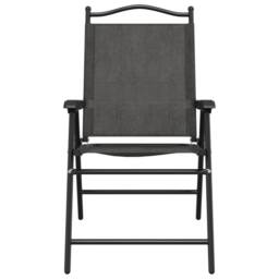 Berkfield Home Folding Garden Chairs 4 pcs Melange Grey Steel & Textilene - thumbnail 5