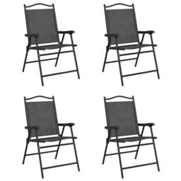 Berkfield Home Folding Garden Chairs 4 pcs Melange Grey Steel & Textilene