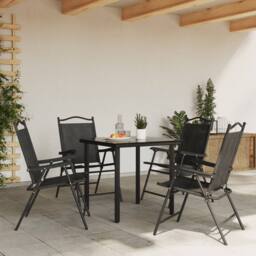 Berkfield Home Folding Garden Chairs 4 pcs Melange Grey Steel & Textilene - thumbnail 3