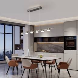 Garwarm Led 6 Light Adjustable Pendant Chandelier in Silver - thumbnail 2
