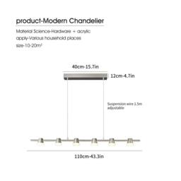 Garwarm Led 6 Light Adjustable Pendant Chandelier in Silver - thumbnail 5