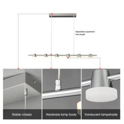 Garwarm Led 6 Light Adjustable Pendant Chandelier in Silver - thumbnail 8