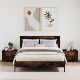 Berkfield Home Wall-mounted Bedside Cabinets 2 pcs Smoked Oak 45x30x35 cm in Brown - Size: 45 x 30 x 35 cm - thumbnail 3