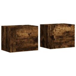 Berkfield Home Wall-mounted Bedside Cabinets 2 pcs Smoked Oak 45x30x35 cm in Brown - Size: 45 x 30 x 35 cm - thumbnail 1