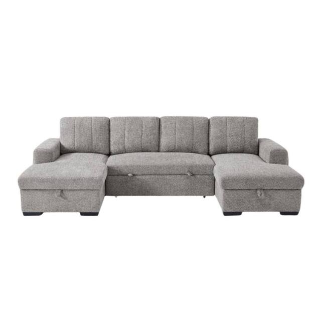 Stratus Interiors Modern Fabric U-Shaped Corner Sofa Bed with Lift-Up Storage in Grey - image 1