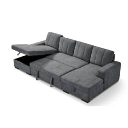 Stratus Interiors Modern Fabric U-Shaped Corner Sofa Bed with Lift-Up Storage in Grey - thumbnail 2