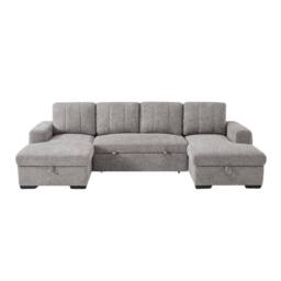 Stratus Interiors Modern Fabric U-Shaped Corner Sofa Bed with Lift-Up Storage in Grey - thumbnail 1