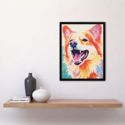 Artery8 Wall Art Print Happy Collie Dog Bright Colourful Portrait Framed Picture - Size: A4 - thumbnail 4