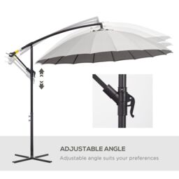 OUTSUNNY 3(m) Cantilever Shanghai Parasol w/ Crank Handle, Cross Base in Grey - thumbnail 6