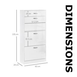 Pirlo Plush 4 Drawer Hallway Shoe Storage Cabinet With Shelf White - thumbnail 9