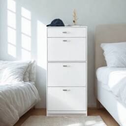 Pirlo Plush 4 Drawer Hallway Shoe Storage Cabinet With Shelf White - thumbnail 4