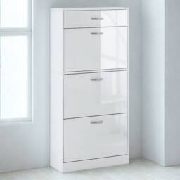 Pirlo Plush 4 Drawer Hallway Shoe Storage Cabinet With Shelf White - thumbnail 6