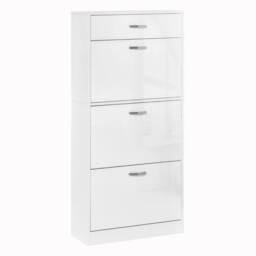 Pirlo Plush 4 Drawer Hallway Shoe Storage Cabinet With Shelf White - thumbnail 7