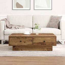 Berkfield Home Coffee Table Old wood Reclaimed Wood 90 x 90 x 28 cm in Brown - thumbnail 2