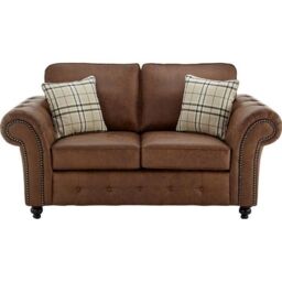 Furniture 786 Oakland Suede Leather 2 Seater Sofa in Brown - thumbnail 3