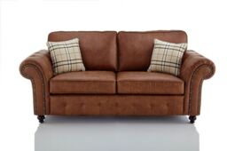 Furniture 786 Oakland Suede Leather 2 Seater Sofa in Brown - thumbnail 2