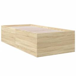 Berkfield Home Modern Bed Frame without Mattress Sonoma Oak 75x190 cm Small Single in Light Brown - thumbnail 1